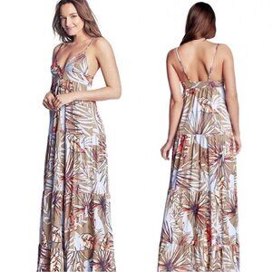 Maaji Maxi Swim Cover-up Dress (Size S) Spontaneity Tropical Floral Tiered